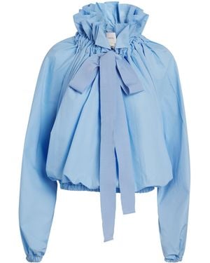 Patou Cotton Iconic Voluminous Blouse - Blue