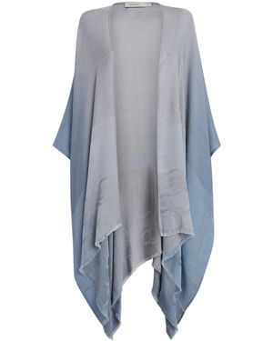 Agnona Cashmere-Silk Cape Poncho - Blue