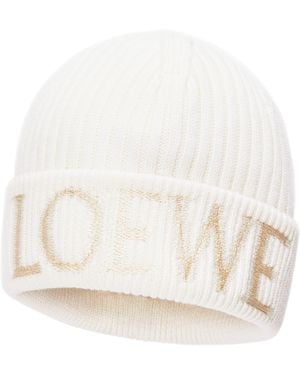 Loewe Wool Logo Beanie - White