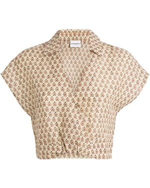 Claudie Pierlot Cropped Printed Blouse - Natural