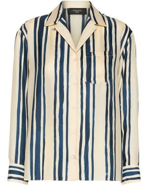 Weekend by Maxmara Silk Stripe Shirt - Blue