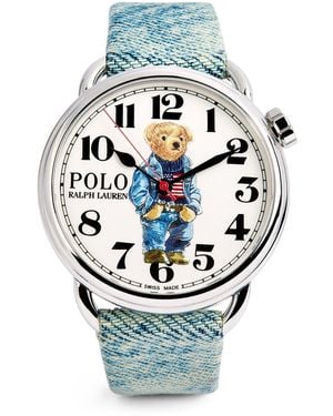Polo Ralph Lauren Stainless Steel Denim Polo Bear Watch - White