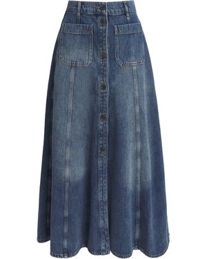 ME+EM Paneled Denim Maxi Skirt - Blue