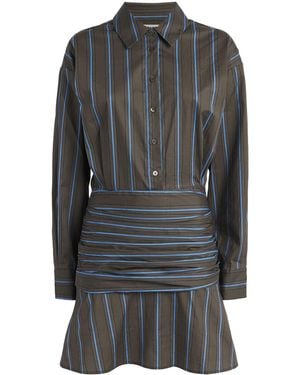 STAUD Stretch-Poplin Stripe Indya Mini Dress - Grey