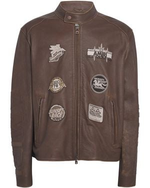 Amiri Leather Patch Racer Jacket - Brown