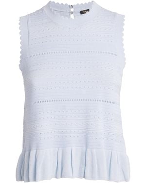 Maje Ruffled Pointelle Knit Top - White