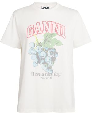 Ganni Organic Cotton Grapes T-Shirt - White