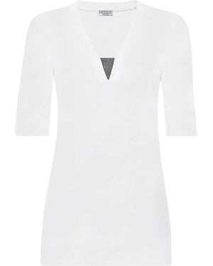 Brunello Cucinelli Stretch-Cotton Monili-Detail T-Shirt - White