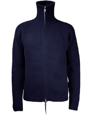 Alan Scott Cashmere Rib-Knit Cardigan - Blue