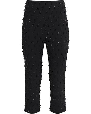 Carolina Herrera Stretch-Wool Embellished Cropped Camila Trousers - Black