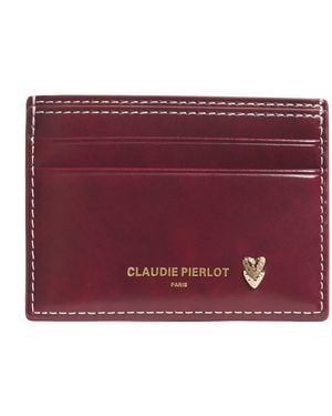 Claudie Pierlot Calfskin Card Holder - Purple
