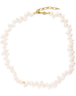 Anni Lu Plated Pearly Drop Necklace - White