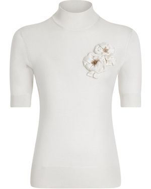 Dolce & Gabbana Silk Flower-Appliqué Jumper - White