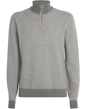 Ralph Lauren Cashmere Quarter-Zip Sweater - Grey