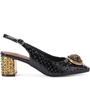 Kurt Geiger Snake-Effect Chelsea Slingback Pumps - Black