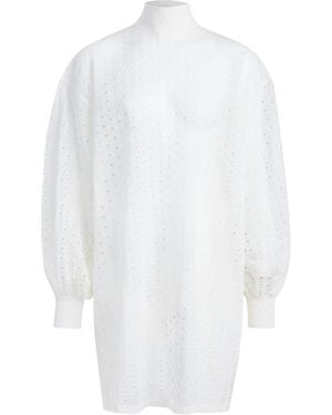 Alaïa Silk Eyelet Tunic Top - White
