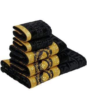Versace Baroque Towels - Black