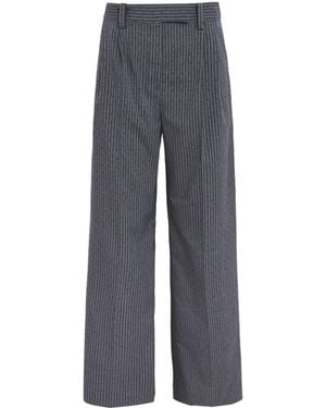 Maje Rhinestone Pinstripe Wide-Leg Trousers - Grey