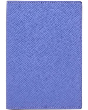 Smythson Calfskin Panama Passport Cover - Blue