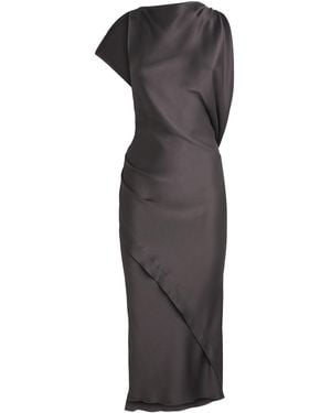 Victoria Beckham Satin Draped Midi Dress - Grey