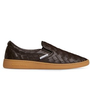 Bottega Veneta Intrecciato Leather Sawyer Trainers - Brown
