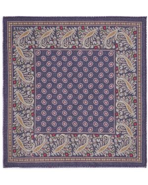 Eton Wool Paisley Pocket Square - Purple