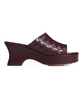 Bottega Veneta Lambskin Intrecciato Wedge Mules 40 - Purple