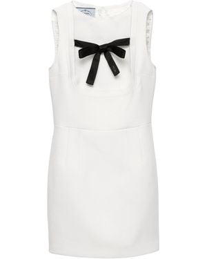 Prada Wool Bow-Detail Mini Dress - White