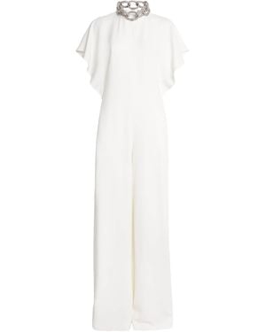 Stella McCartney Satin Crystal Embellished Jumpsuit - White