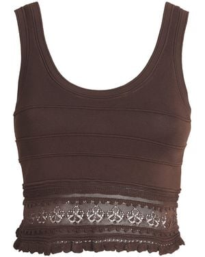 Sandro Pointelle Crop Top - Brown