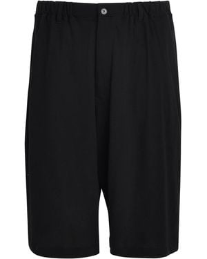 Yohji Yamamoto Cotton-Linen Elasticated Shorts - Black