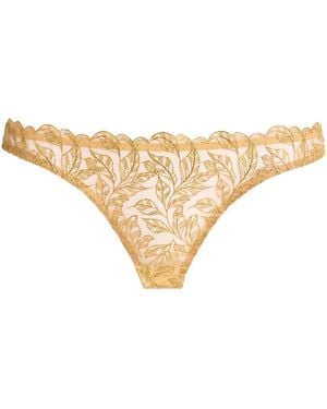 Coco De Mer Embroidered Liora Brazilian Briefs - Natural