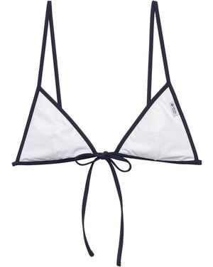 Prada Jersey Triangle Bikini Top - White