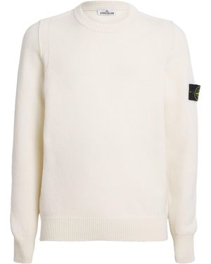 Stone Island Wool-Blend Logo Patch Jumper - White