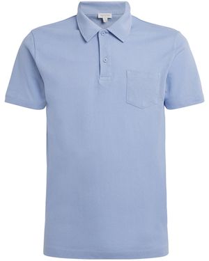 Sunspel Supima Cotton Riviera Polo Shirt - Blue