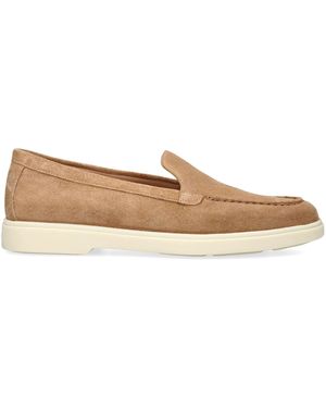 Santoni Suede Detroit Loafers - Natural