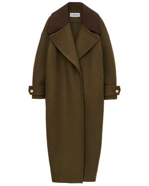 Loewe Wool-Blend Pebble Coat - Green