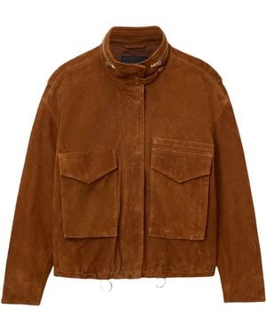 AllSaints Suede Clay Bomber Jacket - Brown