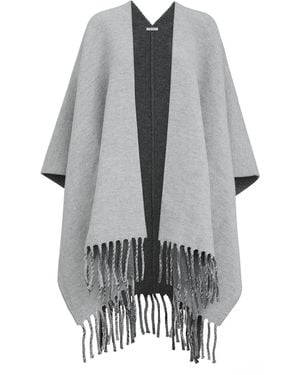 Brunello Cucinelli Wool-Cashmere Reversible Poncho - Grey