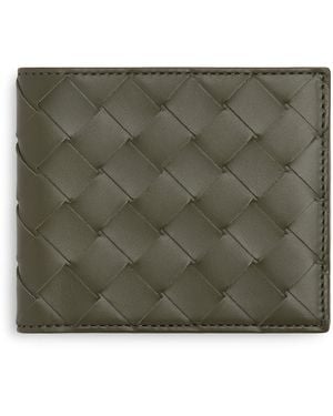 Bottega Veneta Leather Intrecciato Bifold Wallet - Green