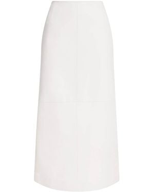 Lafayette 148 New York Lambskin Midi Skirt - White