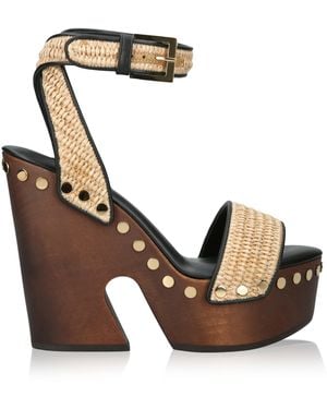 Givenchy Raffia Platform Clog Sandals 95 - Brown