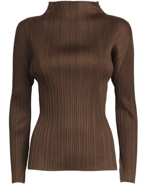Pleats Please Issey Miyake New Colourful Basics Long-Sleeve Top - Brown