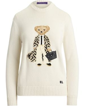 Ralph Lauren Mulberry Silk Polo Bear Jumper - White