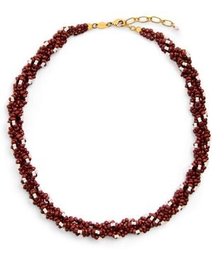 Anni Lu Plated Beaded Rodeo Necklace - Red