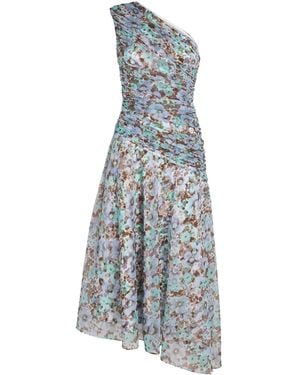 Tory Burch Floral Satin Midi Dress - Blue