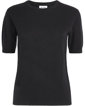 Soft Goat Cashmere Short-Sleeve Jumper - Black