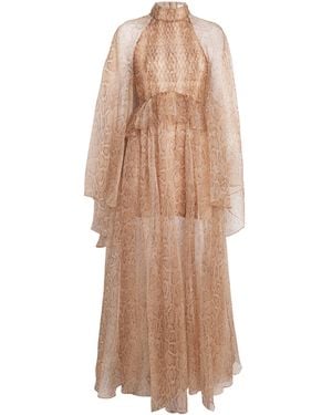 Zimmermann Silk Memento Smocked Flutter Maxi Dress - Natural