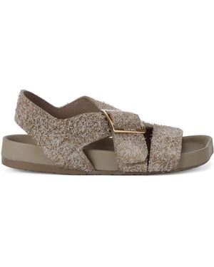 Loewe Suede Ease Buckle Sandals - Grey