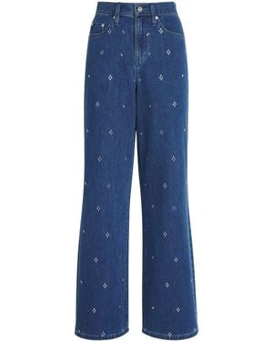 Maje Embellished Wide-Leg Jeans - Blue